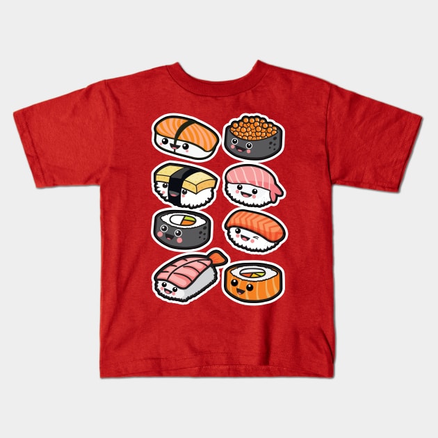 Sushi family Kids T-Shirt by Plushism